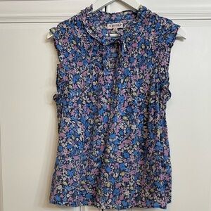 Nanette Lepore Size Medium Sleeveless Blouse Open at Front with Ties Smocked Top